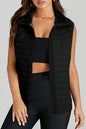 Burgundy Plush Collared Quilted Zipped Puffer Vest