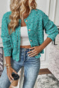 Black Rhinestone Decor Multicolor Confetti Sweater Cardigan